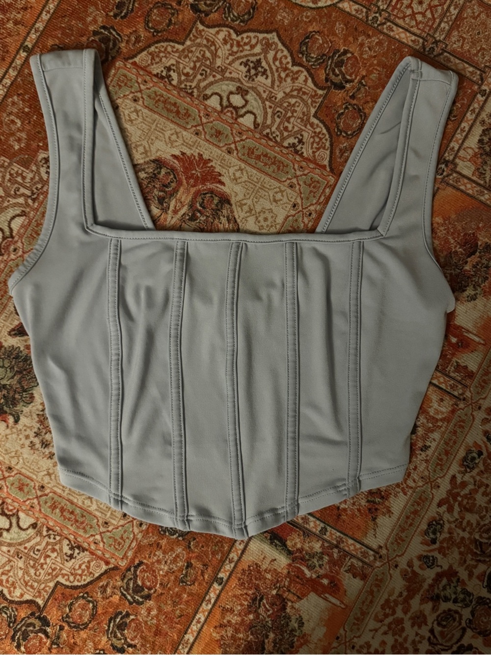 Bundle and Save 3/$25 Women’s Square Neck Corset Tank Top in Light Blue